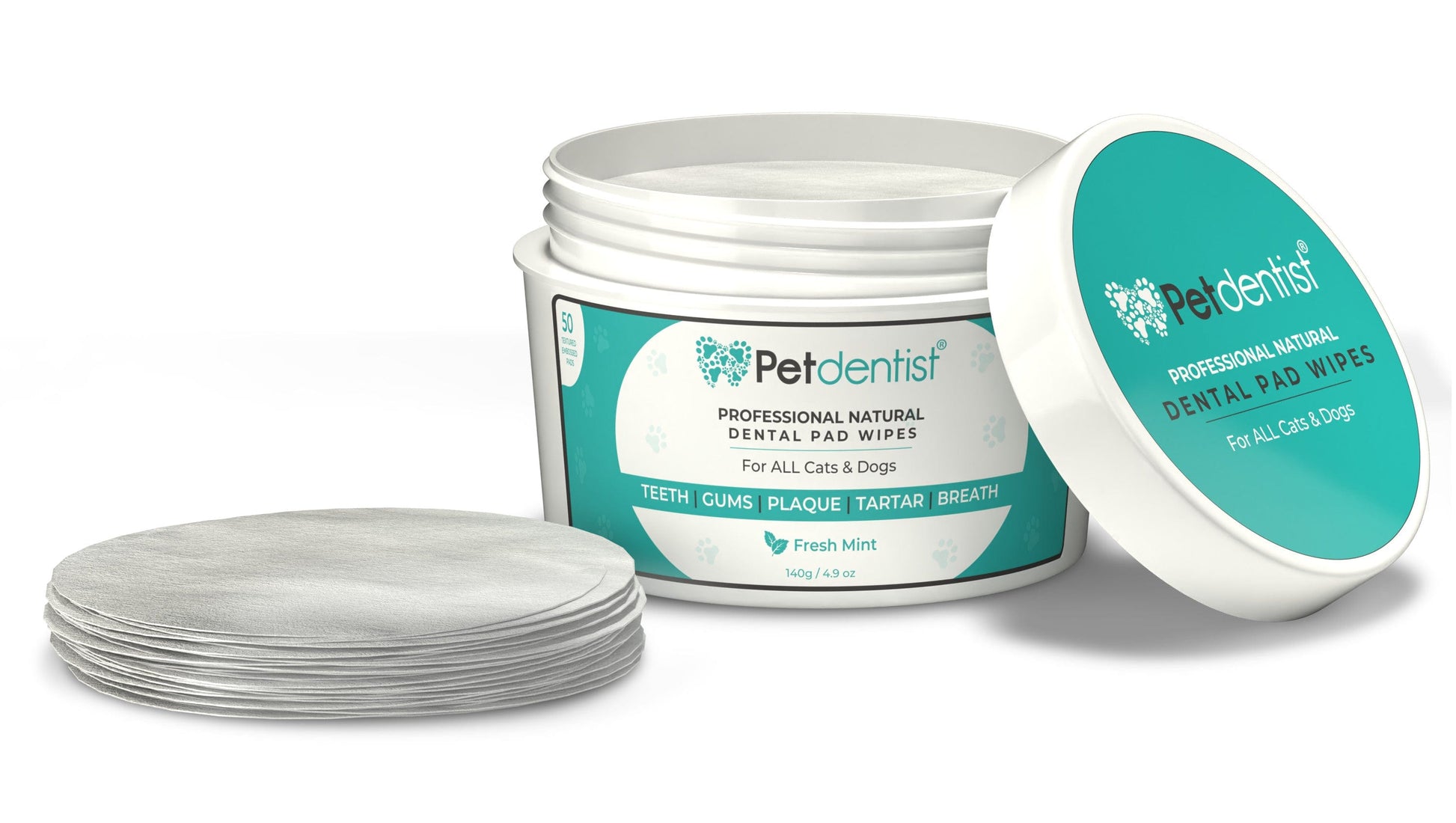 Petdentist® Pink Petdentist Dental Wipes for Dogs and Cats-50 Embossed Textured Pads