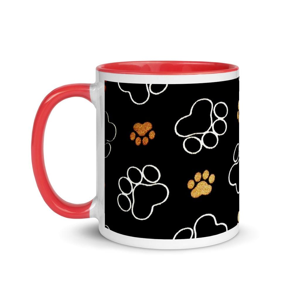 TQuench Paw Print Mug with Colour Inside and Handle - Petdentist