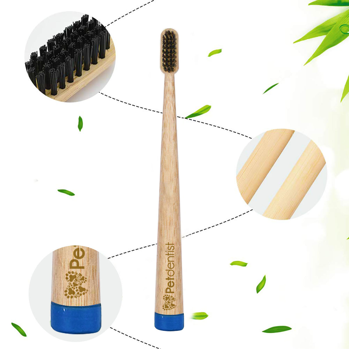 Natural Bamboo Charcoal Toothbrush with Case for Dog