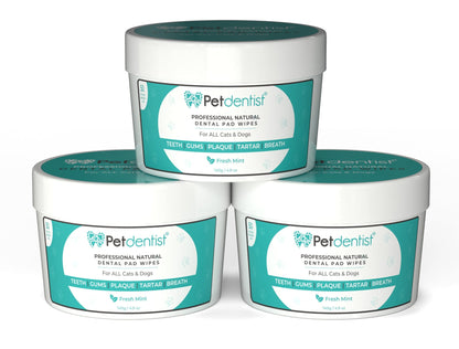 Petdentist® 3 Pack bundle Petdentist Dental Wipes for Dogs and Cats-50 Embossed Textured Pads