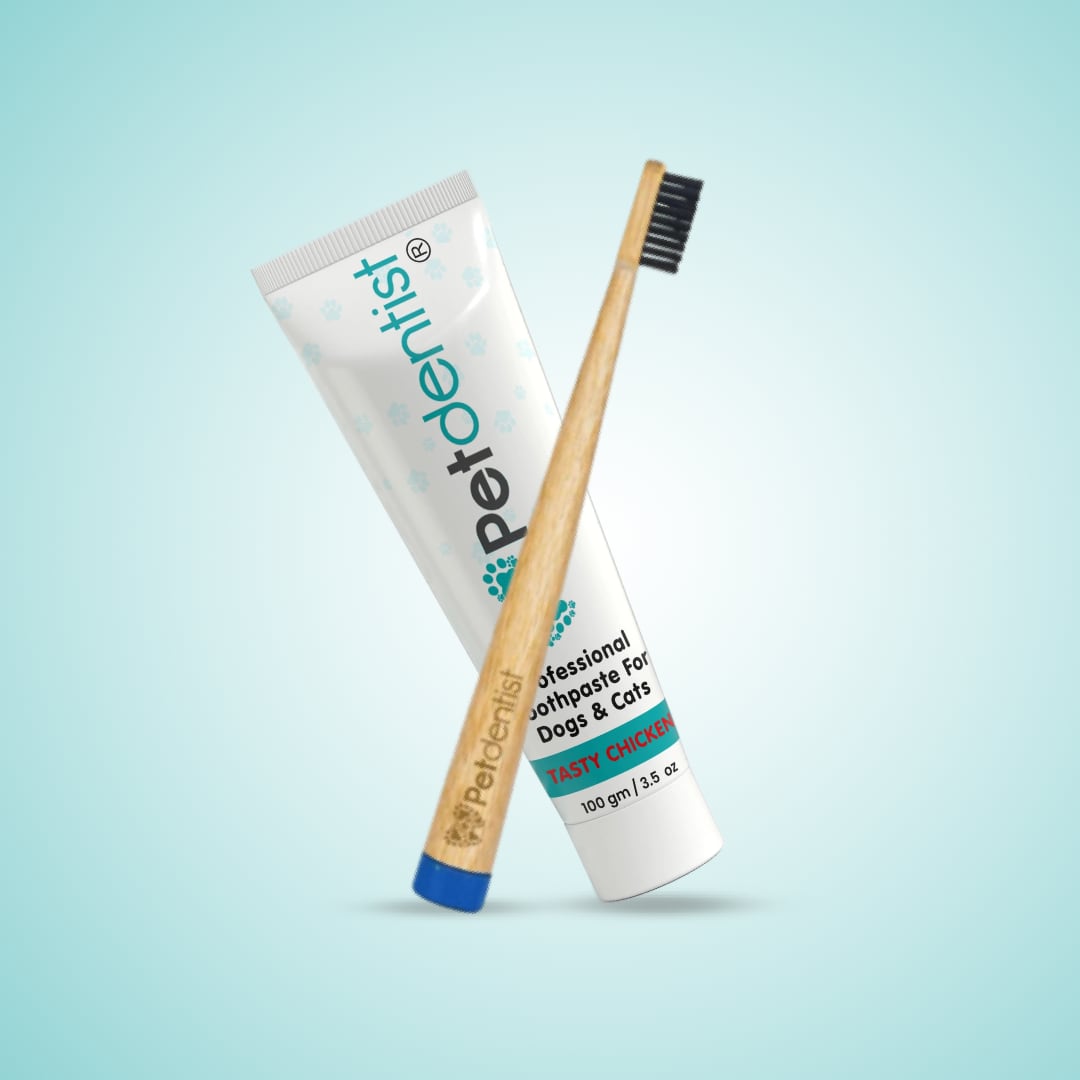 Duo Kit - Petdentist Tasty Chicken Toothpaste and Natural Bamboo Tooth