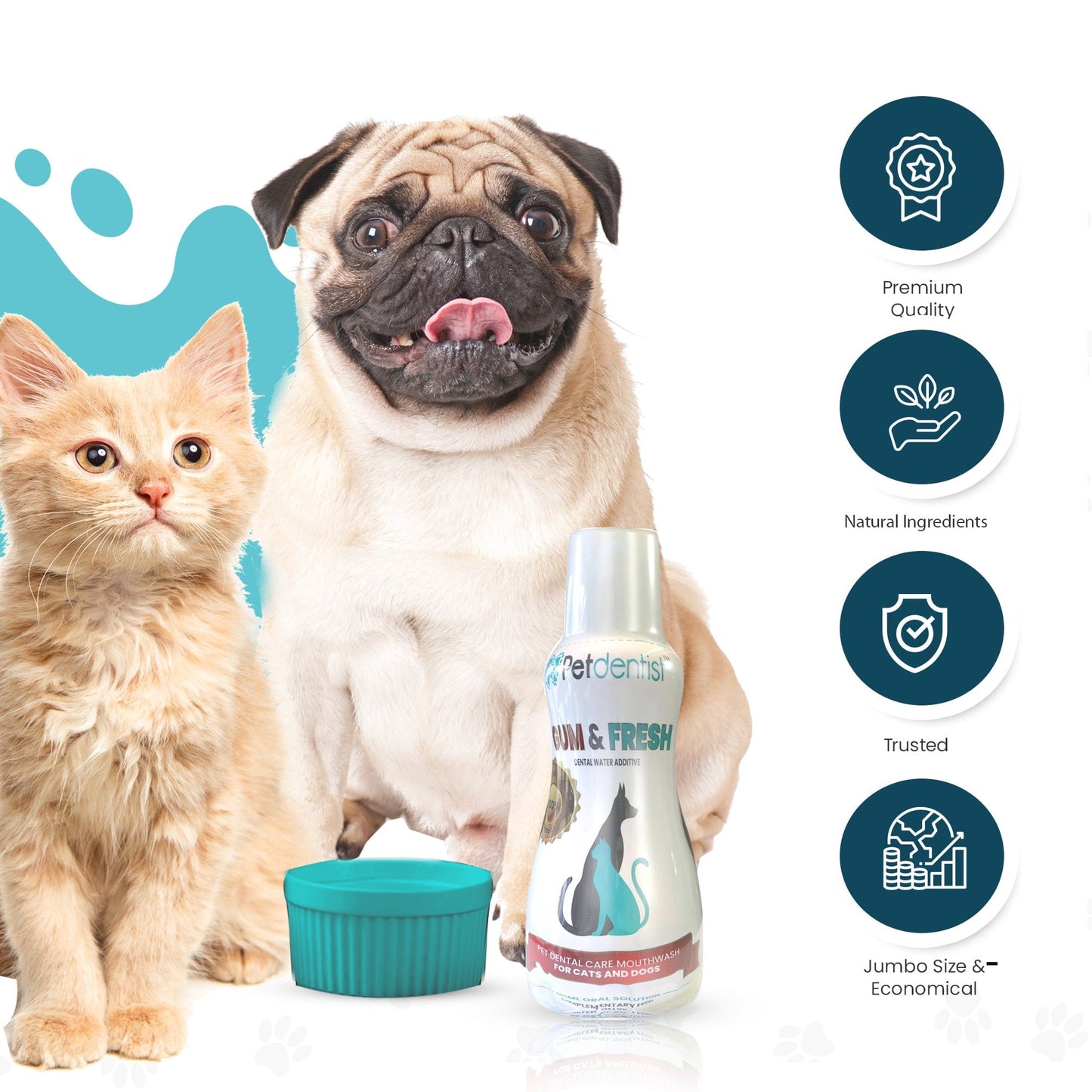 Petdentist Pet Supplement Water Additive Petdentist® Gum & Fresh Water Additive - 100% Natural Dental Care - Jumbo 500ml Bottle
