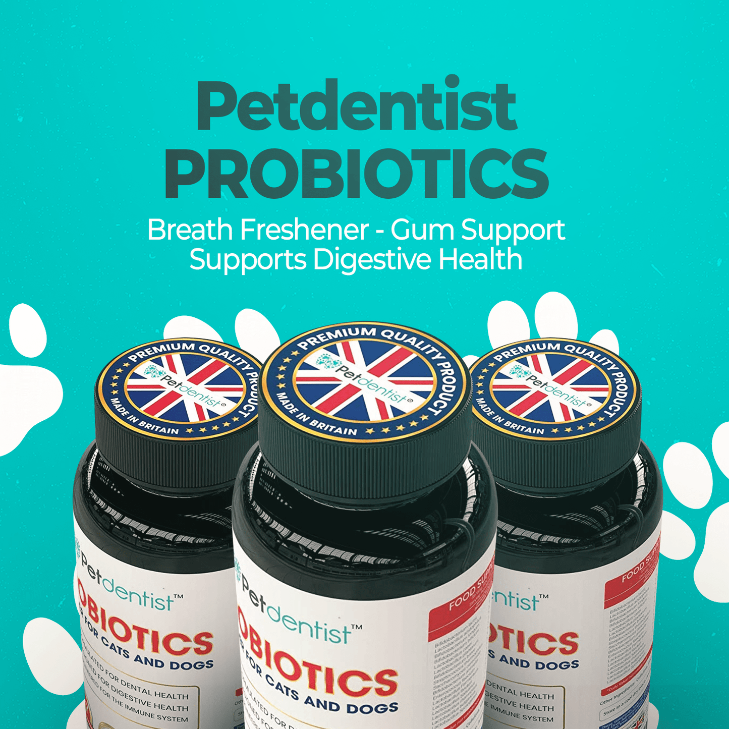 Petdentist® Pet Probiotics Supplement Petdentist® Probiotics Powder For Cats & Dogs (Made in UK)