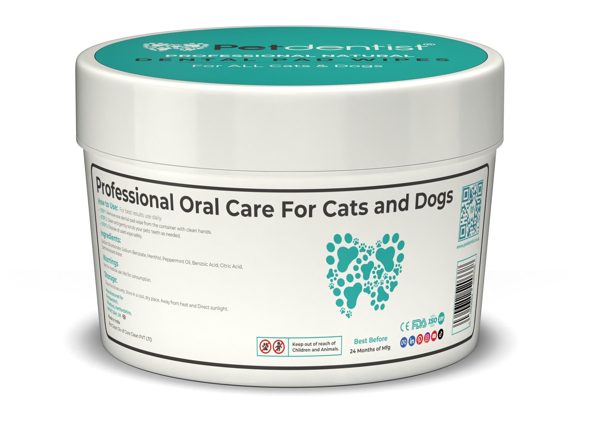 Petdentist® Pink Petdentist Dental Wipes for Dogs and Cats-50 Embossed Textured Pads