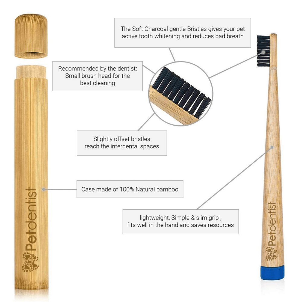 Eco-Friendly Large Breeds Bamboo Charcoal Toothbrush with Natural Bamboo Storage Case - Petdentist
