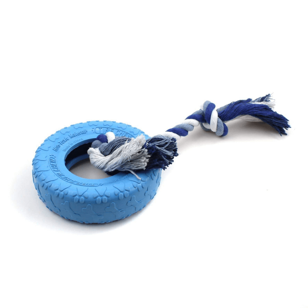 Rubber tug top toys for dogs