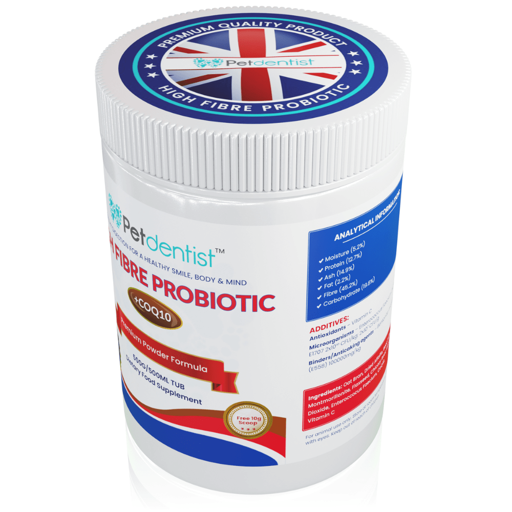 Natural High Fibre Probiotics For Dogs And Cats With CoQ10 & Vitamin C - Petdentist