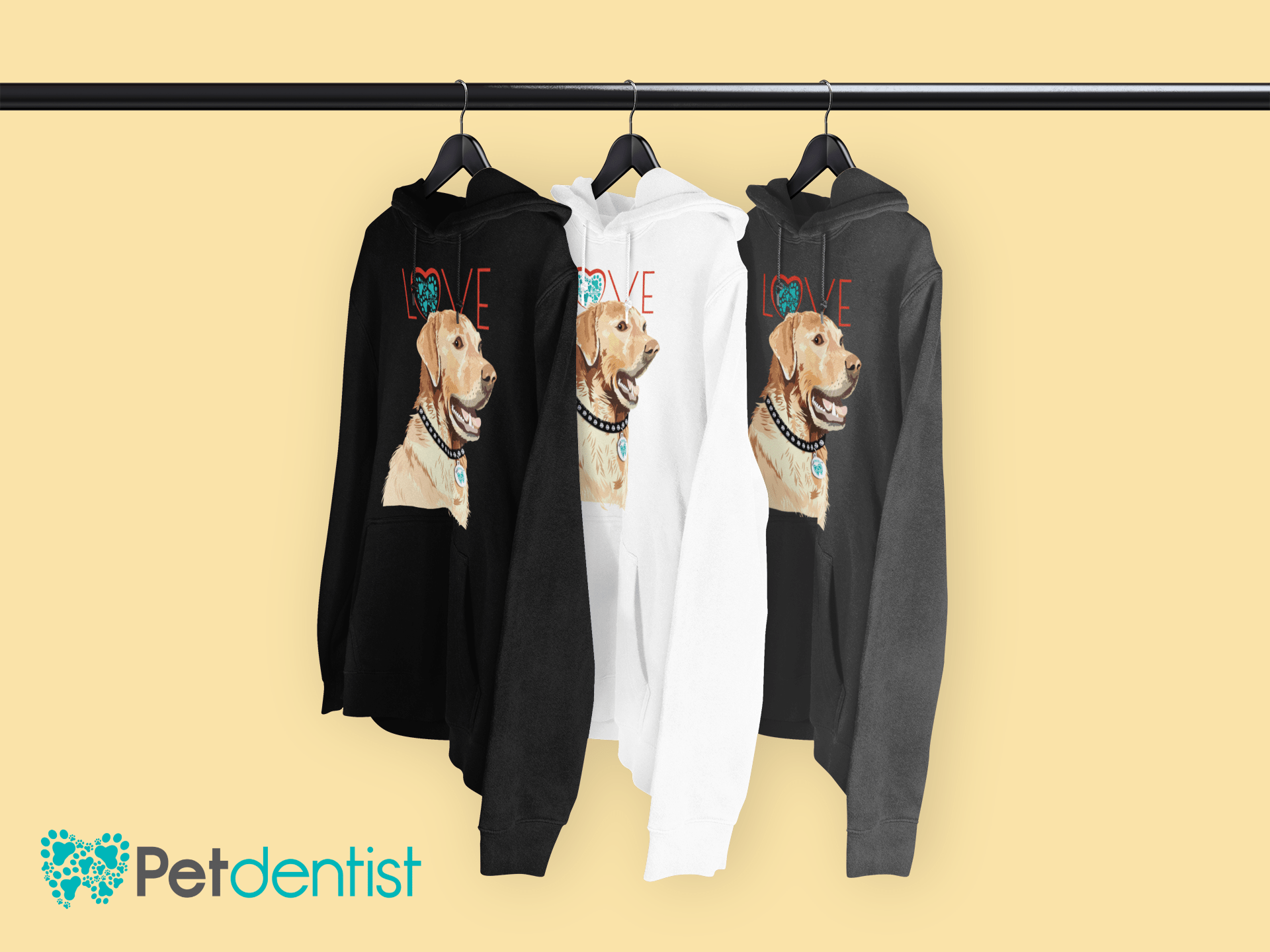 Petdentist Hoodie Unisex Golden Labrador Love Hoodie S-2XL